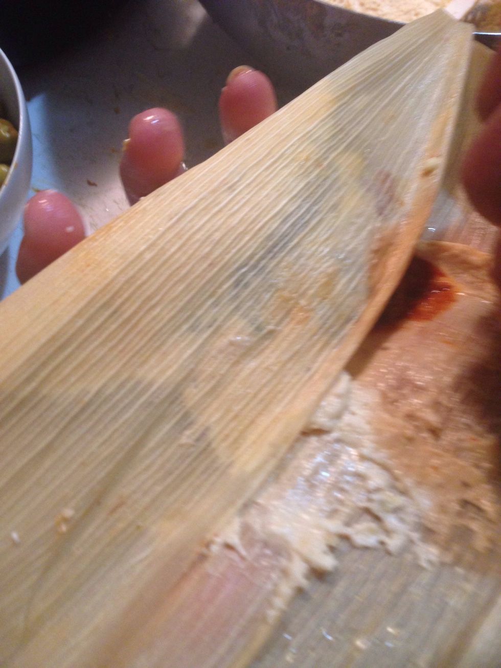 Step 5: fold the corn husk wrapper