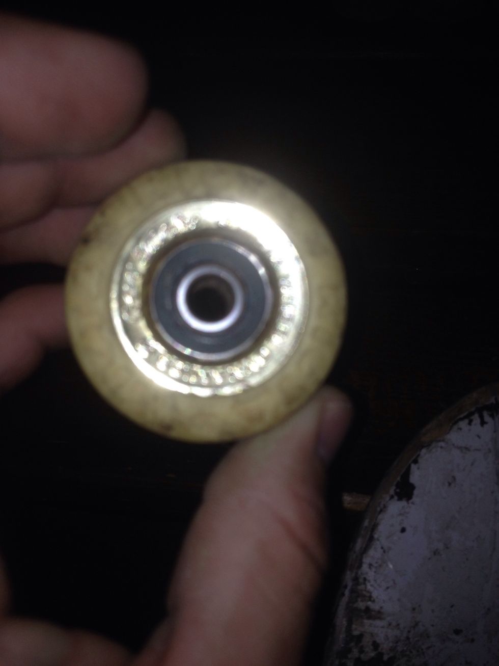 Step 5- Make sure the bearings are pushed into the wheel tightly, enough that the wheel can spin in your hand.