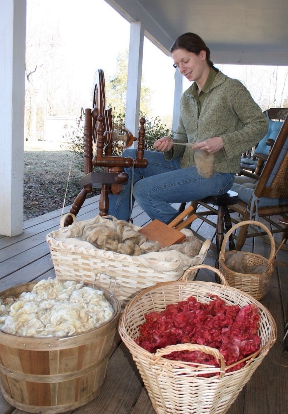 Step 5: Spin your dyed wool on a spinning wheel.