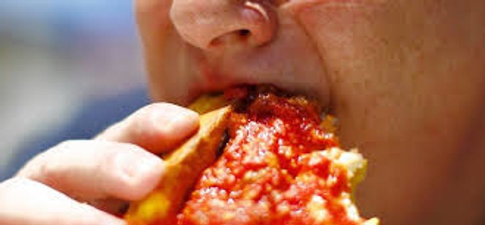 Step 5. Then put the pizza in your mouth.