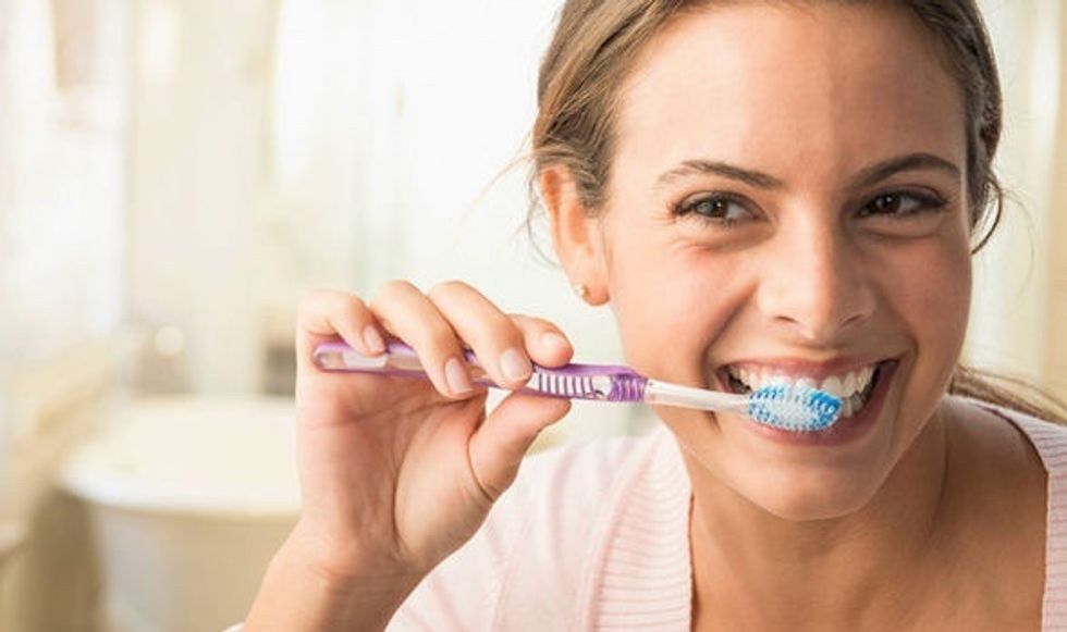 step.5:then swish and swirl your tooth brush around in your mouth