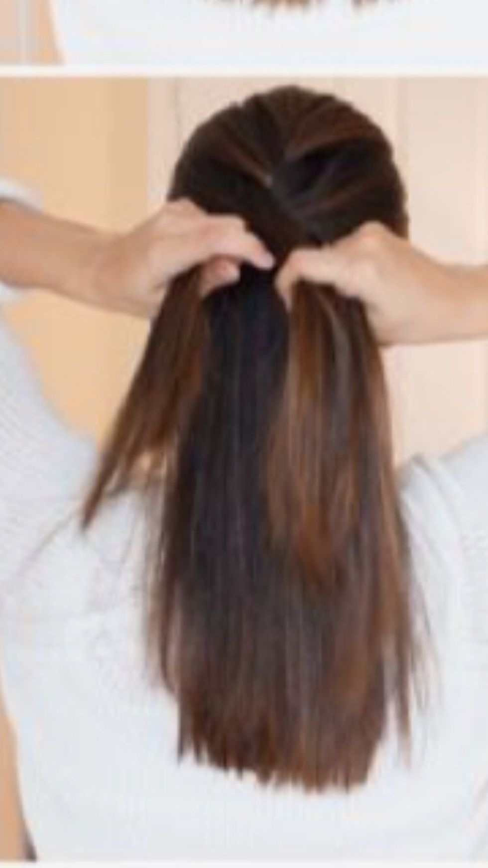 Step 5: Then take the far right strand and cross it over the middle strand (previously far left stand). Then place it in between the middle stand and the far left strand(previously far left strand).