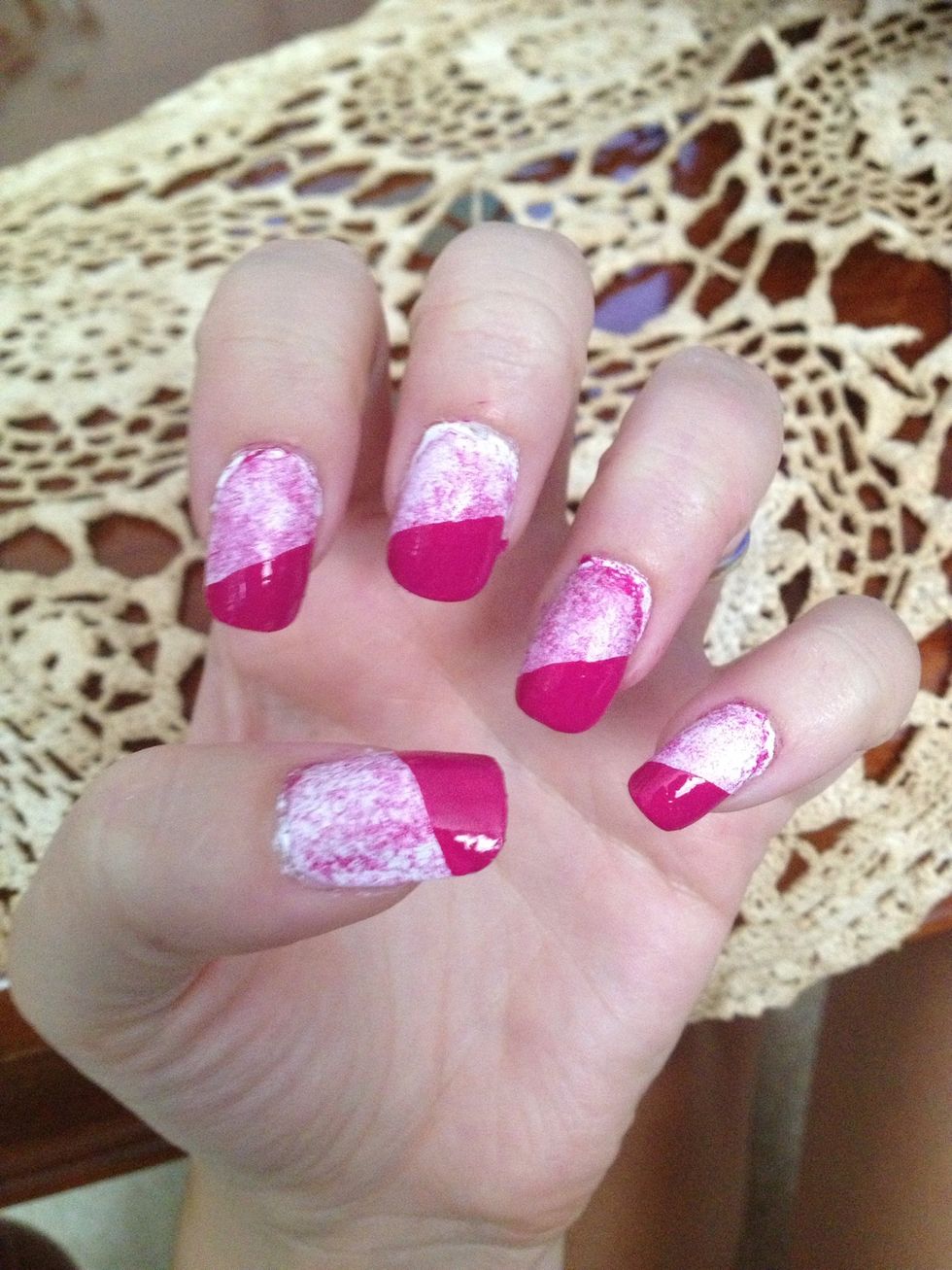 Step 5: Using darker nail polish, paint a diagonal line across tip of nail.