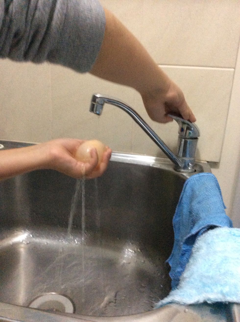 Step 6:After that clean the egg with water or get soap and wipe it.