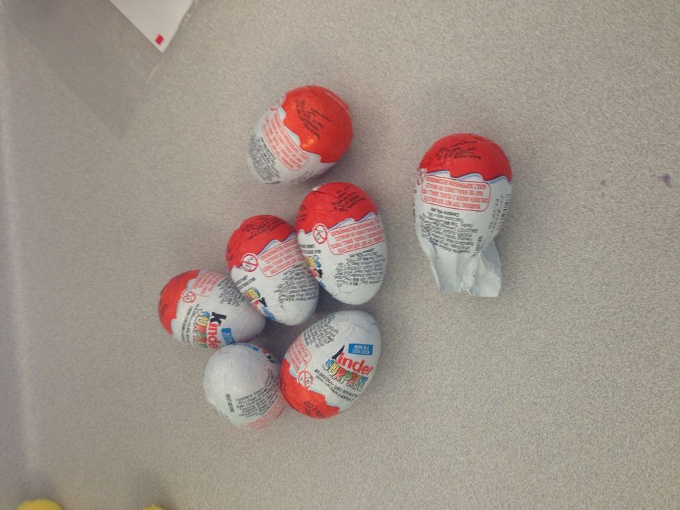 Step 6. Depending on the time you make these. Use kinder surprise eggs. Or if you can find your normal chocolate Easter eggs.