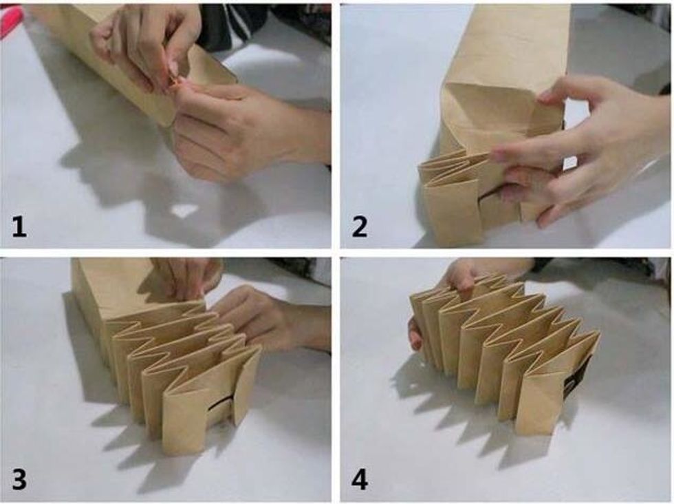 Step 6: Fold paper construction:(2)Stick those head-to-tail in sequence