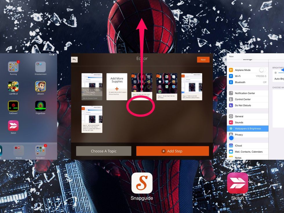 Step 6: Hold on to the previously opened app and drag it up
