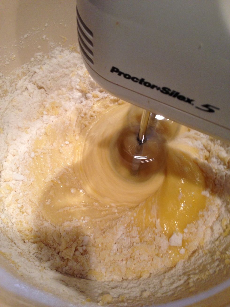 Step 6: mix on low until all is combined then beat on high for two min.