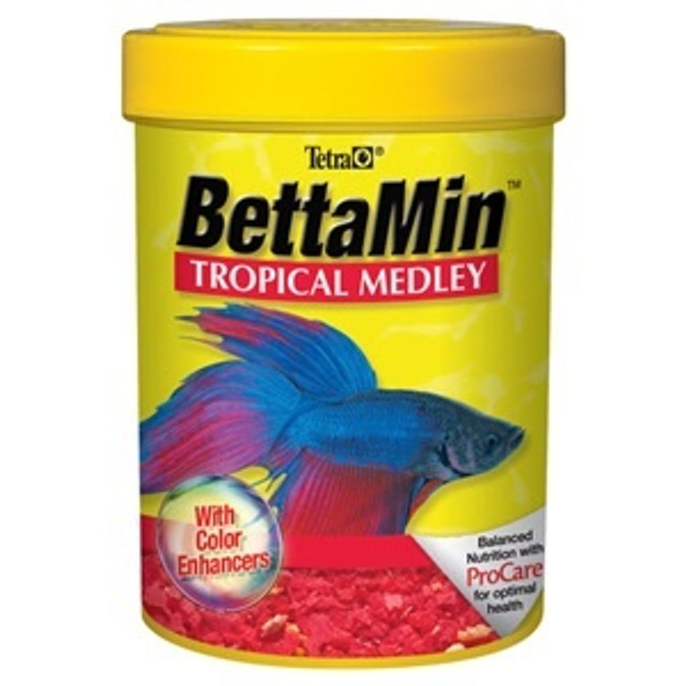 Step 6: So the fish doesn't starve feed it some fish food. Most Betta fish have 3-5 servings of food a day.Read package to know the exact amount.