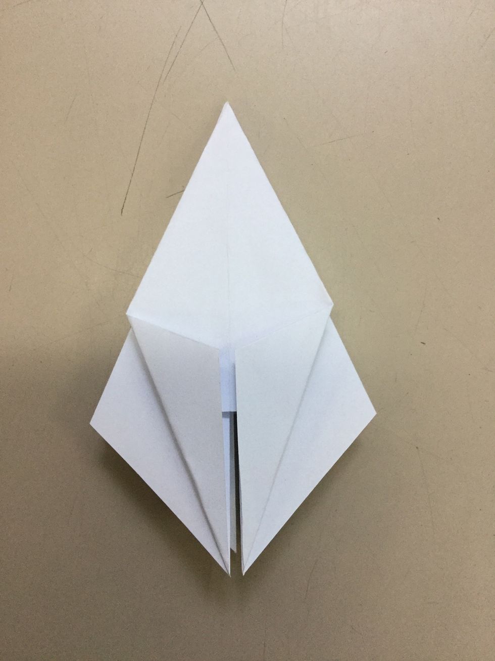 Step 6: Use your hands and grab the bottom edges and fold in up to the middle. Crease and continue with all sides.