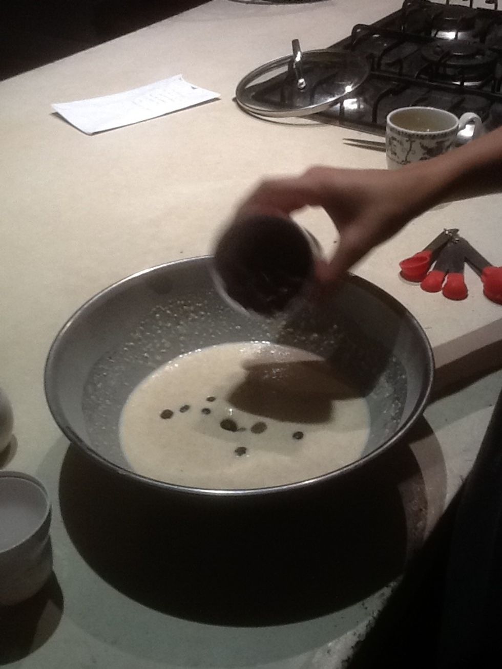 Step 7: Add approximately 430g of Blackberries to the stirred mix.