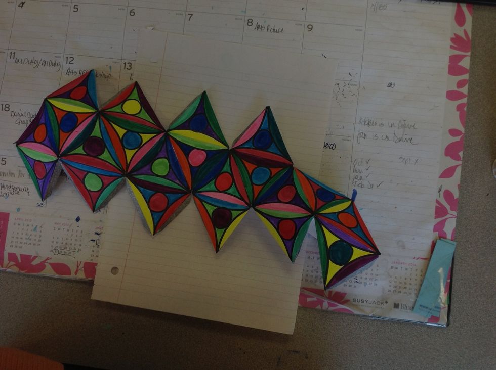Step 7: Attach both parts of your kaleidocycle at the A and B tabs using a glue stick.