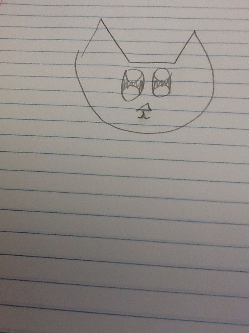 Step 7: Draw 2 half "u's" under the triangle nose.