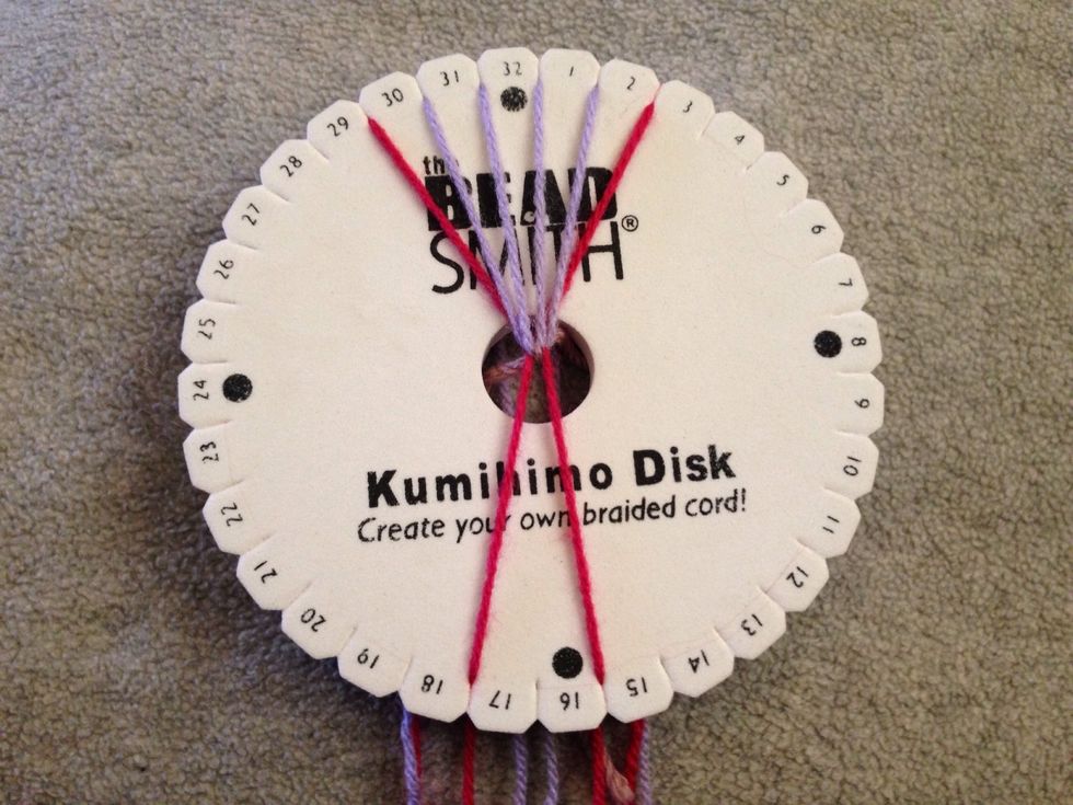 STEP 7 - Then as there's 2 threads left at the bottom they each need to be moved one slit to the side, so thread 16 goes to slit 17.