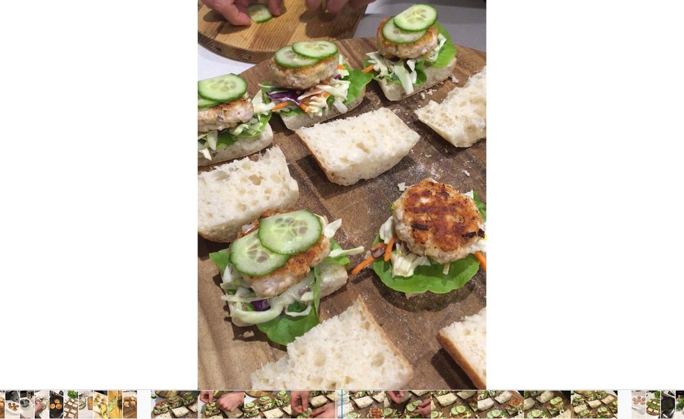 Step 7: Then the pattie and cucumber slices