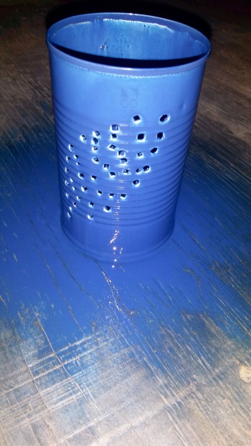 Step 8: After you are done with your picture, let your can thaw out. Take your can outside and spray paint it a color of your choice.