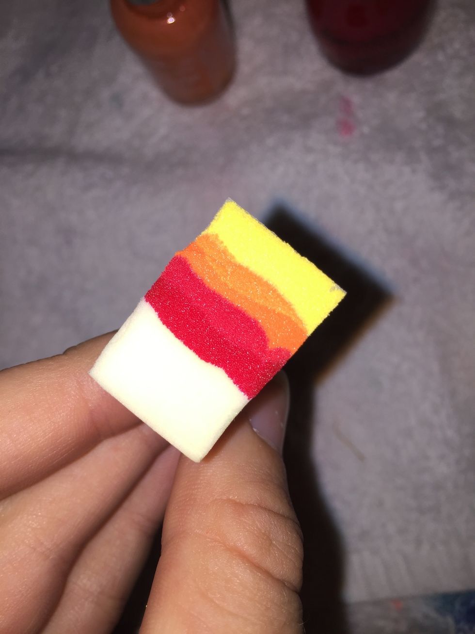 Step 8: Apply more polish to sponge as needed.