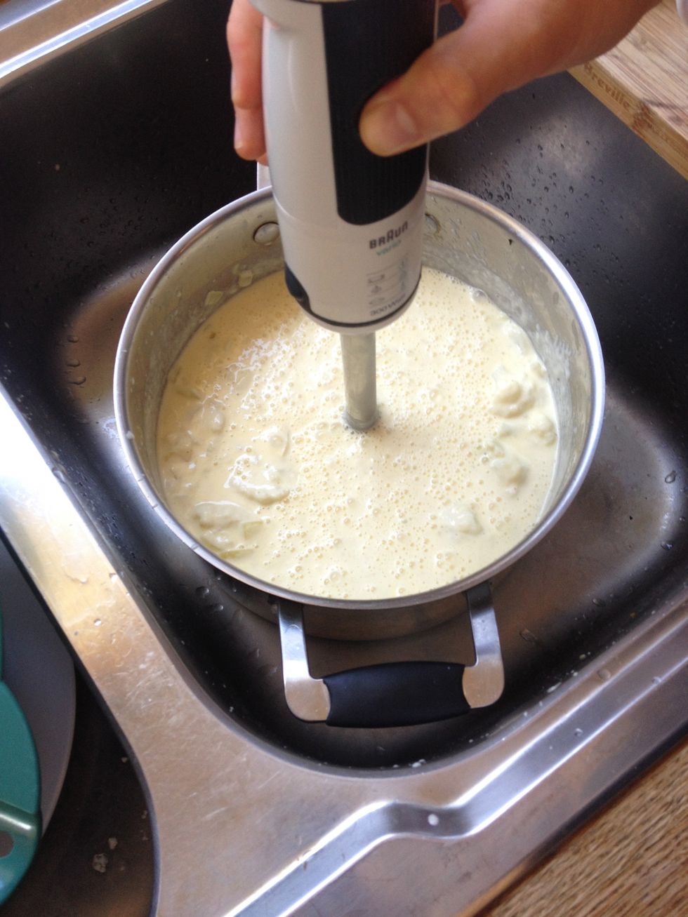 Step 8. Blend the soup to give it a smoother texture. (Up until this stage you can refrigerate the soup). Preheat the oven to 220 degrees Celsius.
