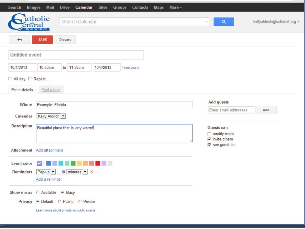 Step 9: Give a description of your event under "description."