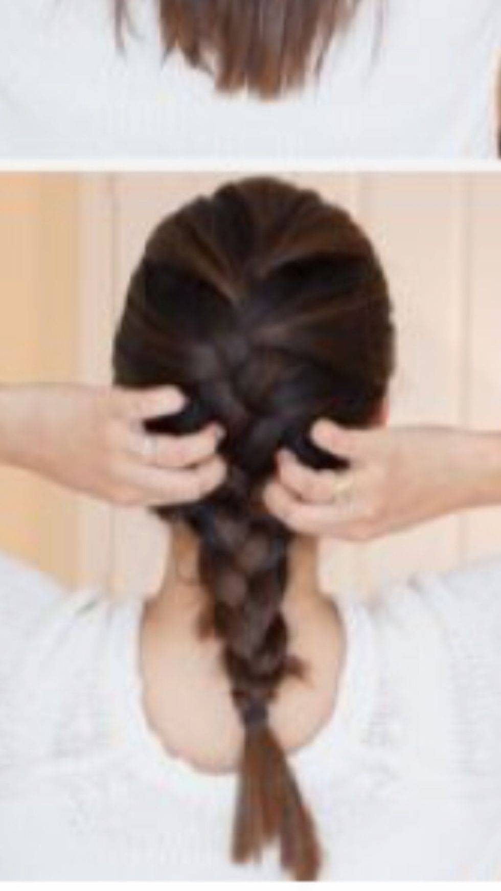 Step 9(optional): If you want a loose look pull the braided area slightly and do this for the whole braid. If you want a tight look leave the braid as is.