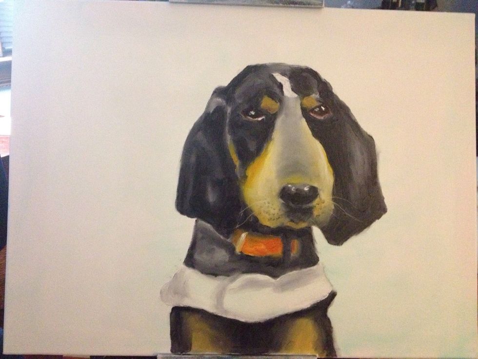 Step back and take a look. Almost done, so fix any minor issues that you might see. (Like the silver ring on the collar.)