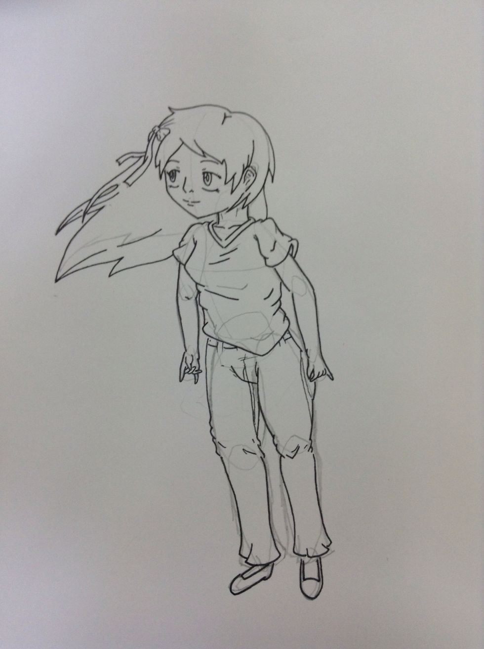 Step eighteen: outline your drawing (use the clear drawing as a guide).