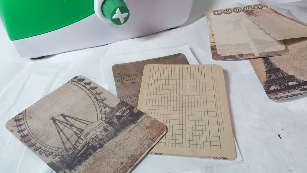 Step Four: Adhere your ATC cards together to create sturdy pages for your book.