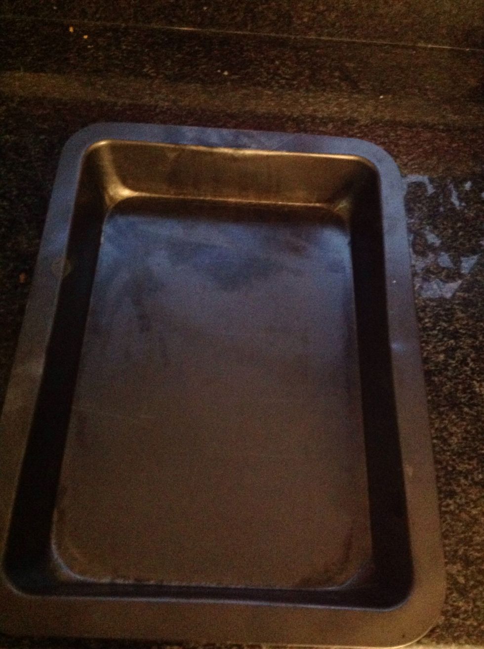 Step four: Use spray and cook to grease the backing pan