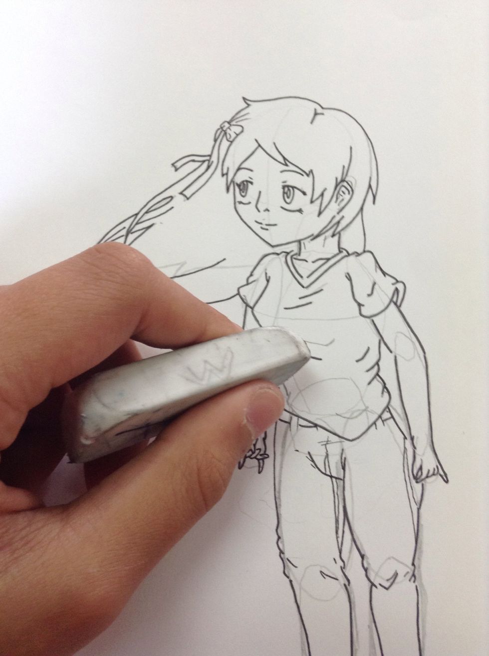 Step nineteen: erase all of the unwanted sketch marks to produce a clean drawing.