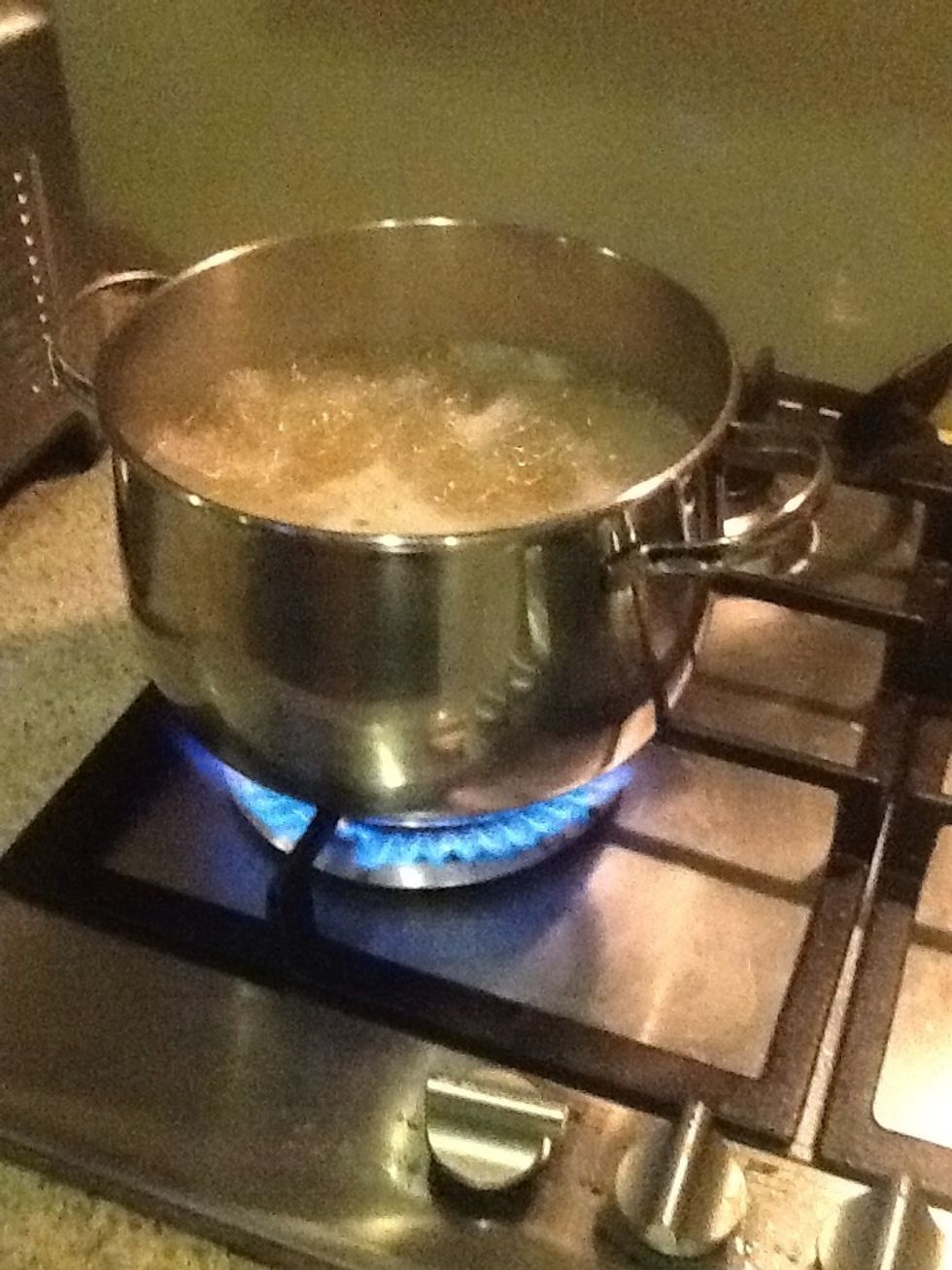 Step one - cook macaroni in a large pot of boiling water, until 'al dente'