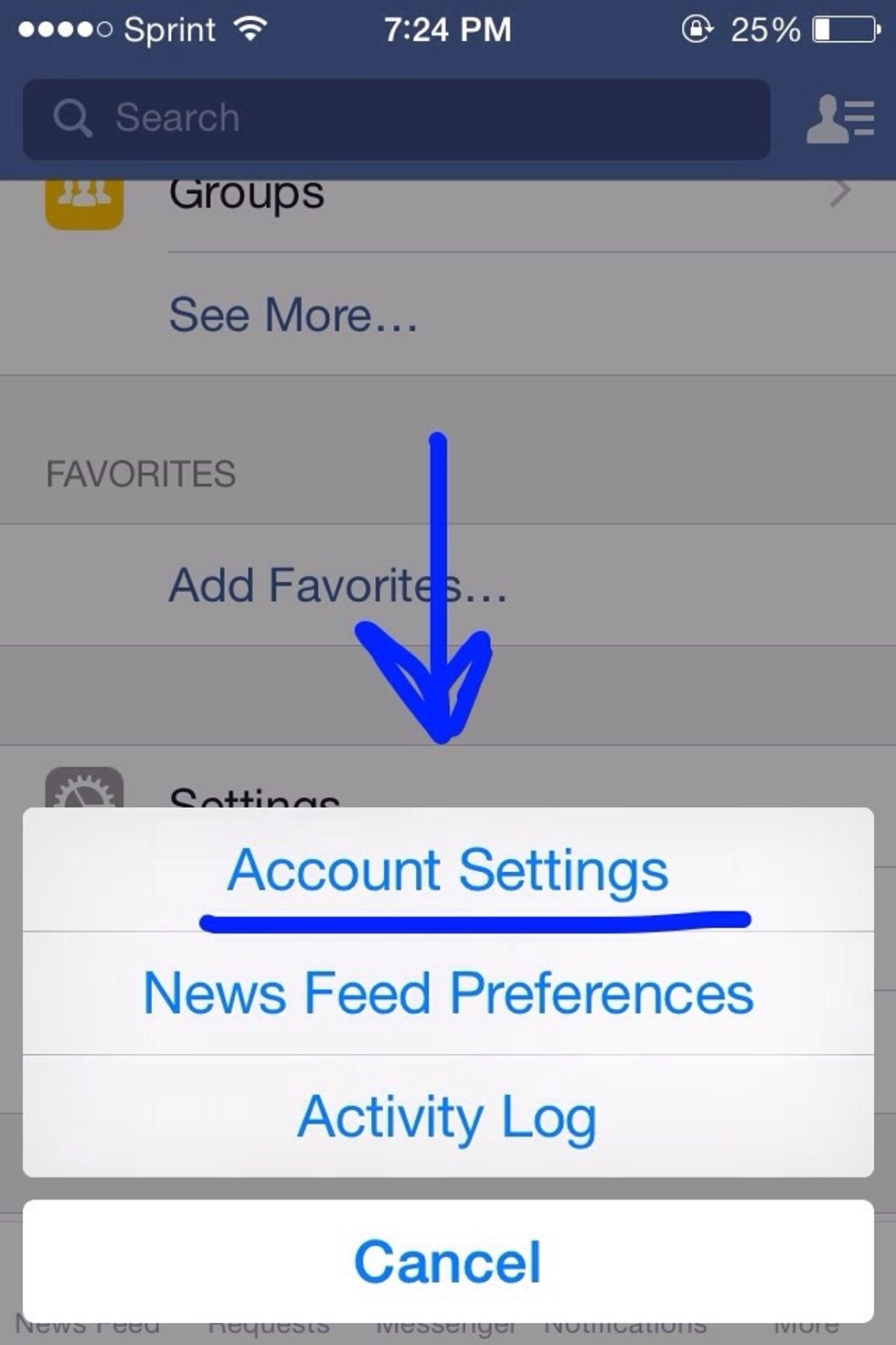Step one: Go to settings and click on account settings. It may look slightly different on a computer, but it will be labeled the same.