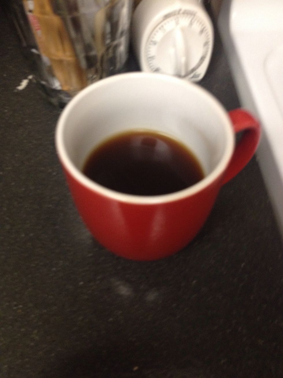 Step one: make sure your coffee is already brewed so you can sip off it