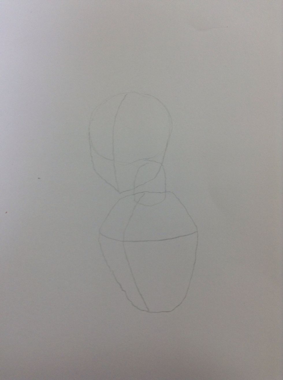 Step seven: draw a line across the torso shape, to determine on where the chest will be.