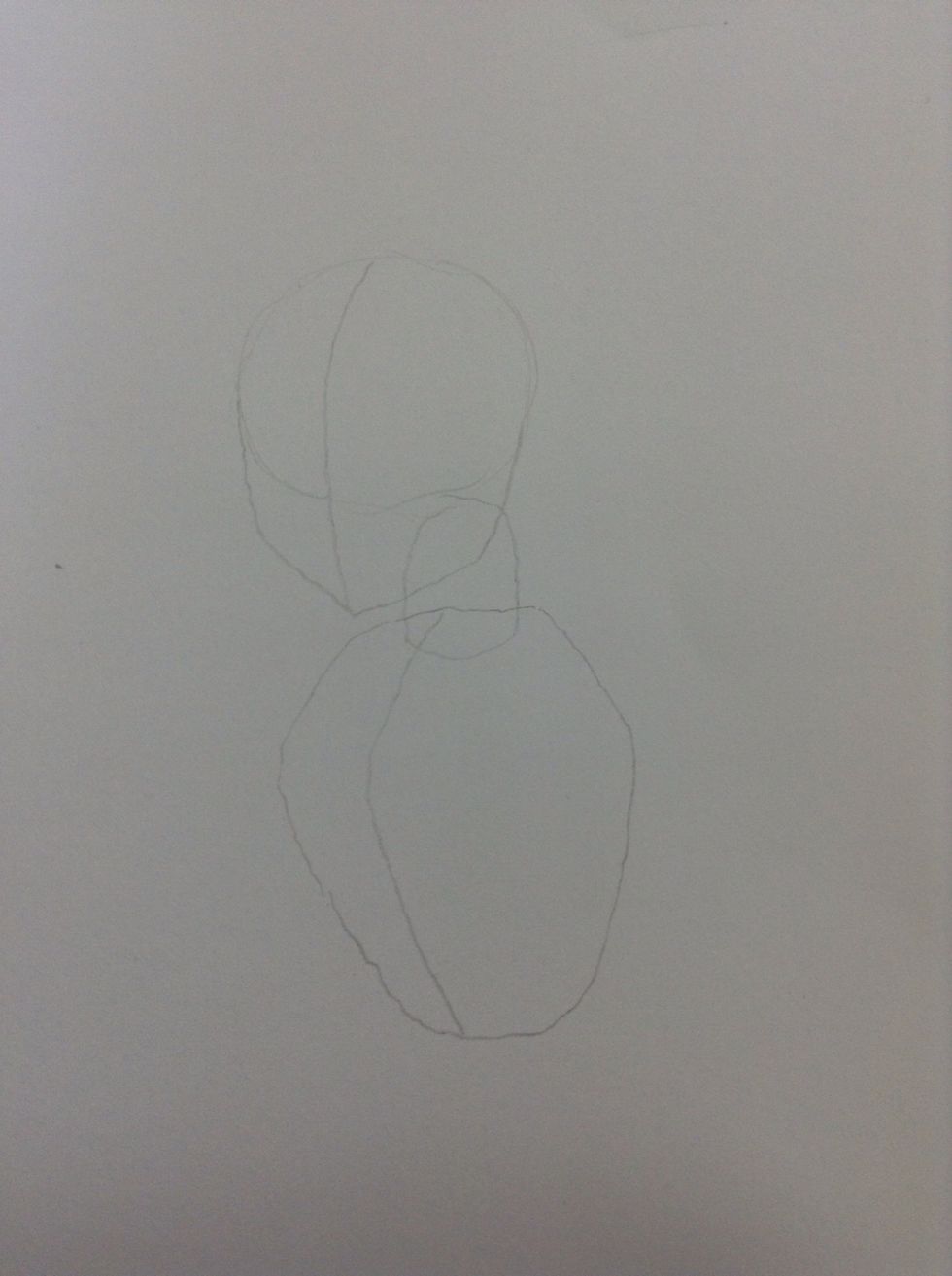Step six: draw a curved line from the top of the torso shape until you've reached the bottom, to determine on where the chest will be.