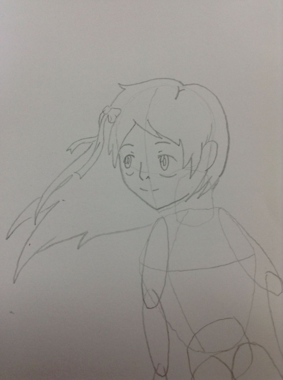 Step twelve: sketch the hair and head accessories (optional).