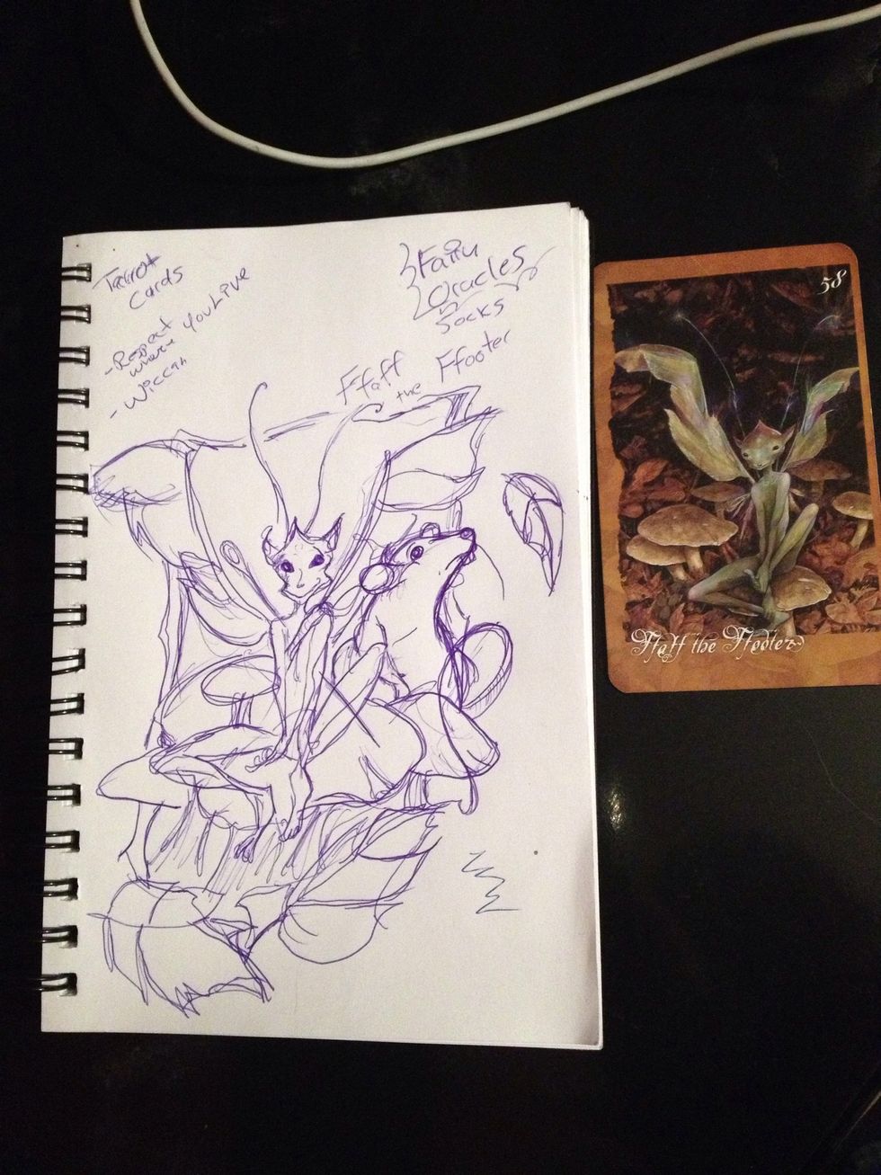 Step two is coming up with your own interpretation. I speak with my client while sketching. Notice my additions and subtraction a from the original. I also research the subject, to find inspiration.
