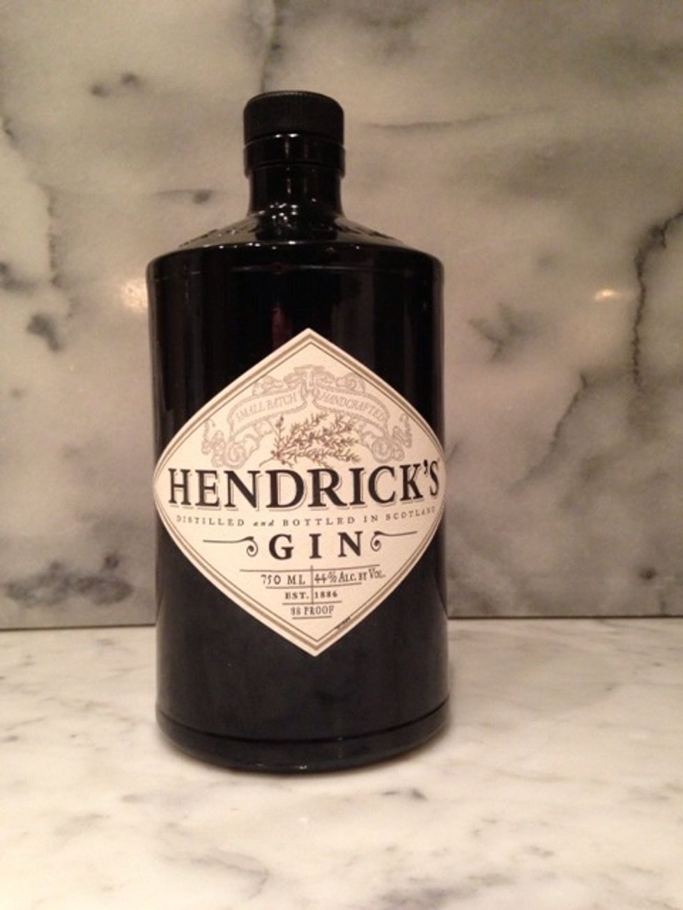 Step Two: secure a good gin (we love Hendricks) and pour 3 measures of gin into your glass. (You can adjust alcohol levels up or down, depending on preferences.)