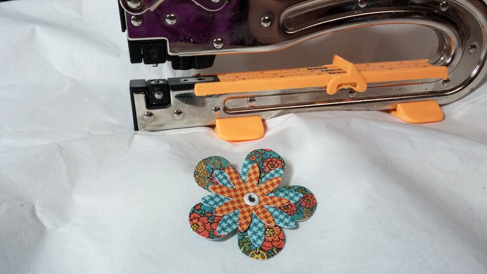 Step two: Use an eyelet to set your flower.