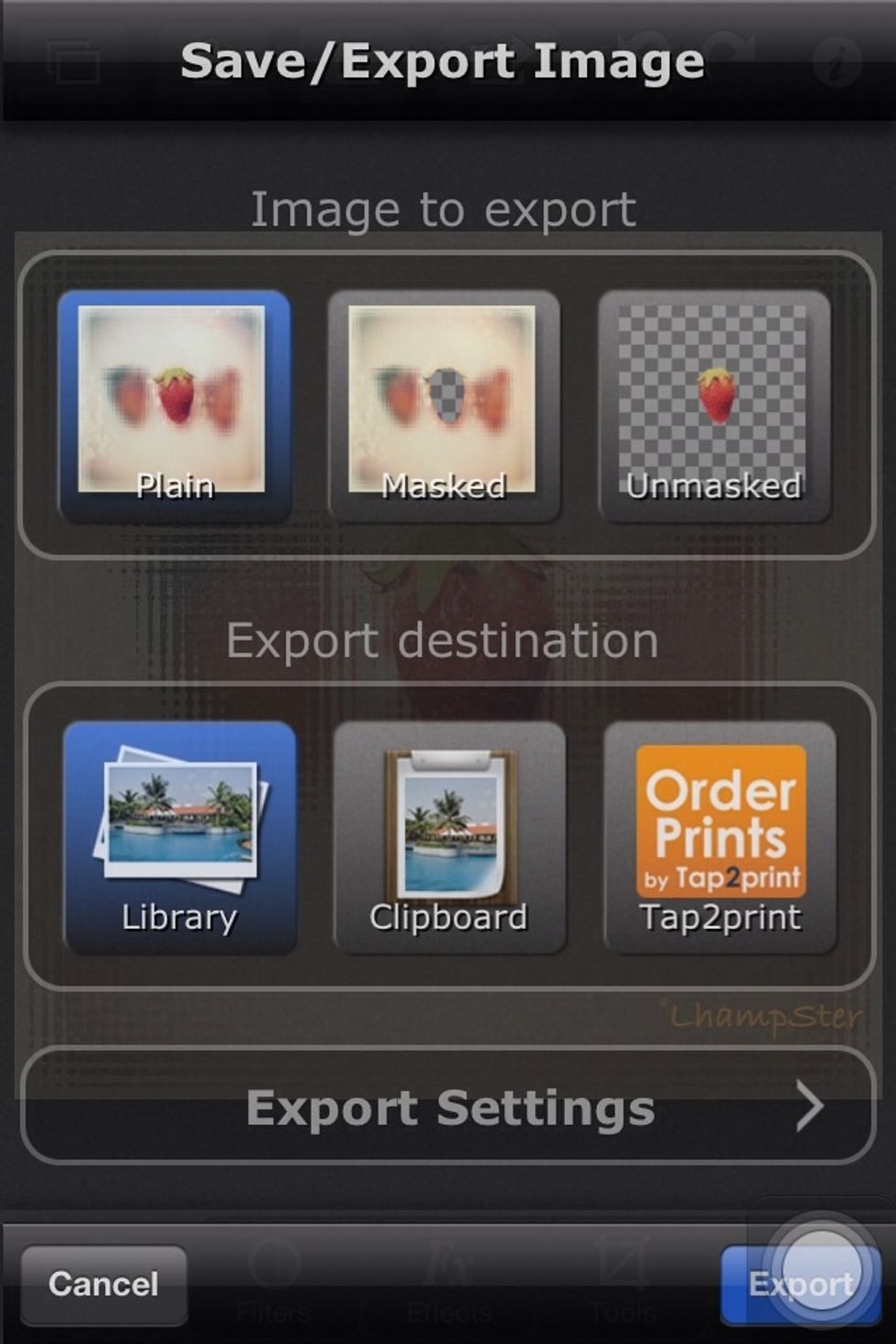 Step11: For those who want to save the image in the maximum quality, tap Export Setting.