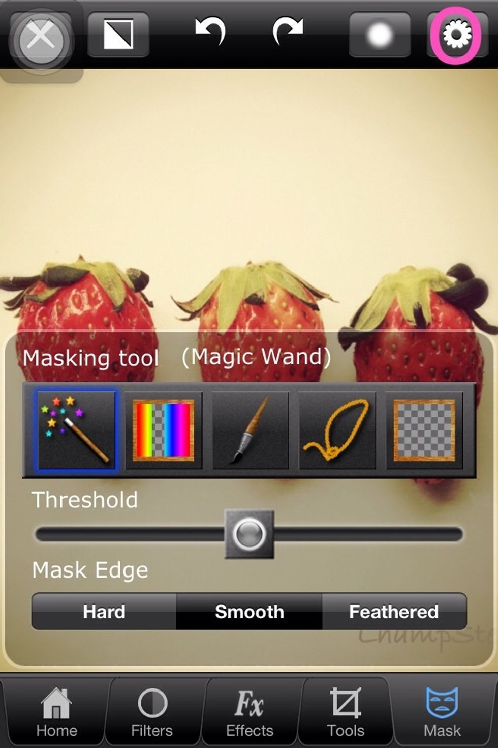 Step3: Select Mask Tool from top-right menu -I use Magic Wand tool