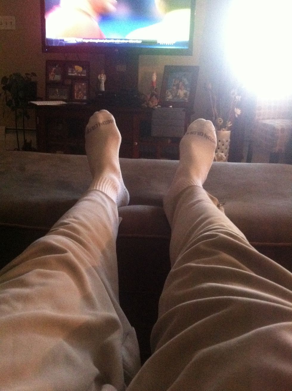 Steps 7 and 8 are various positions of the ottoman/oneself. Slide further away to rest heels or for a more lounging position