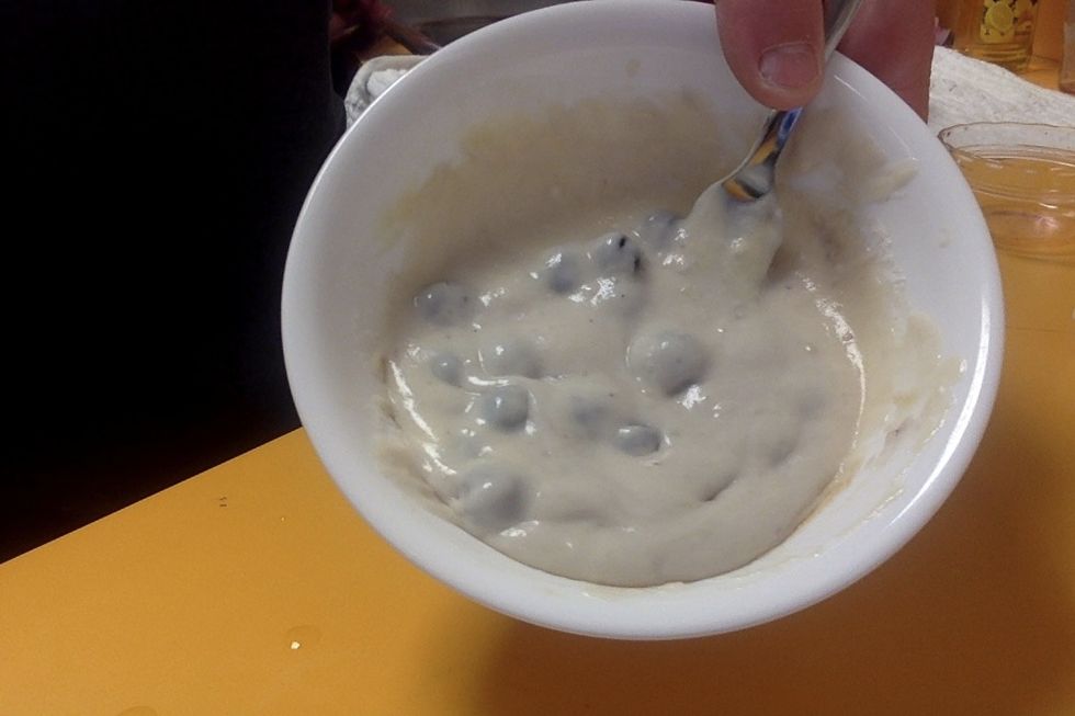 ster in blueberries and batter