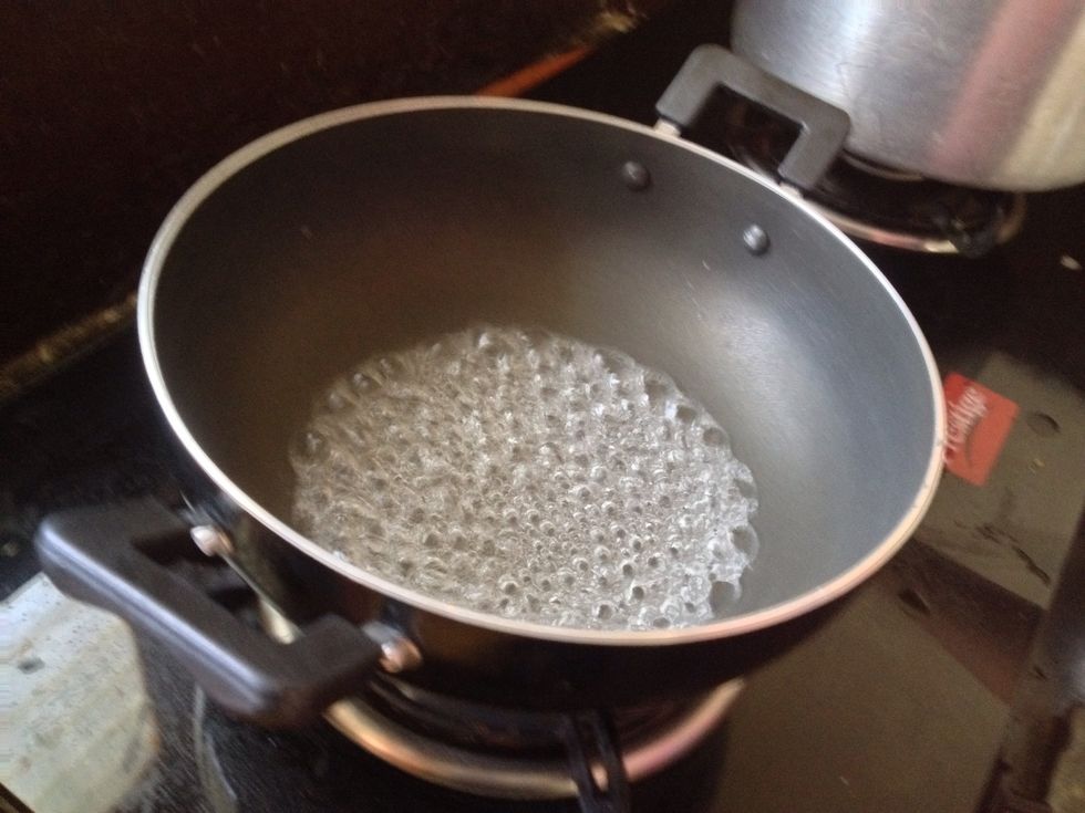 Sterilise the pan for cooking..