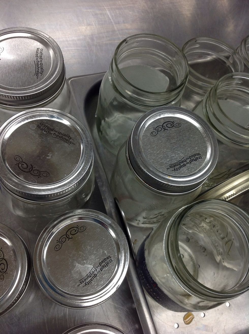 Sterilize all of your mason jars in your combi oven for 10 minutes at 225F (107C).