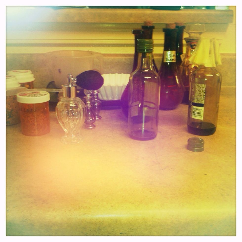 Sterilize all your glass containers using a dishwasher or in boiling water. After they are COMPLETELY dry, gather all materials on a counter where you have plenty of room.