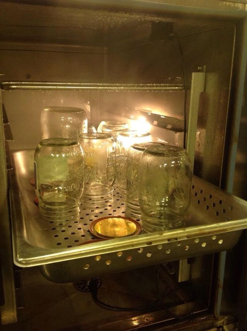 Sterilize the jars and lids at 212F (100C) steam mode for 10 minutes.