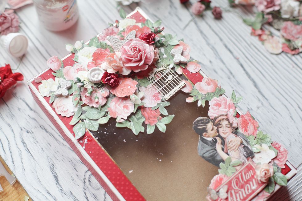 Stick all elements to the cover.