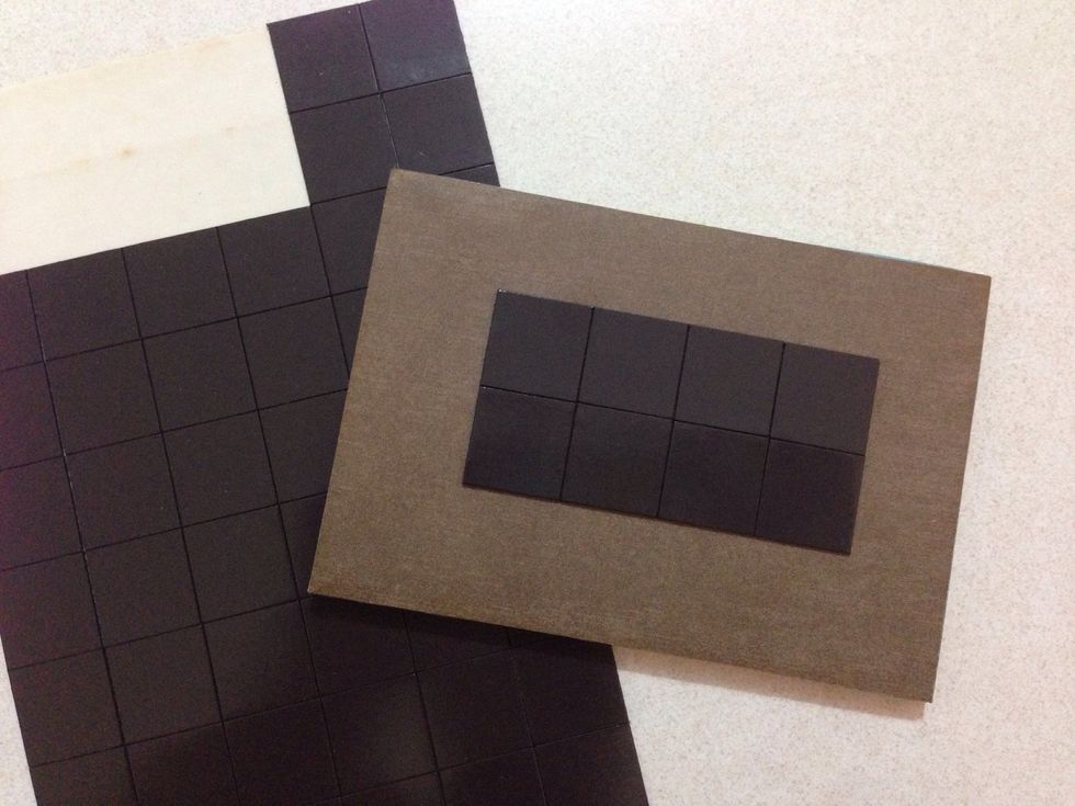 Stick down a few pieces of self-adhesive magnets at the back as shown...