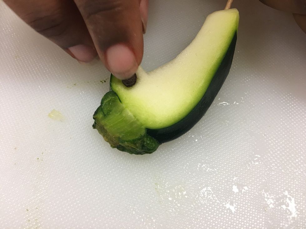 Stick in both sides pretty deep so it can stay inside.