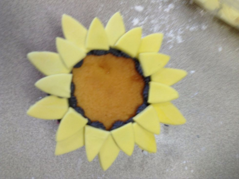 Stick on smaller petals. Continuing until finished
